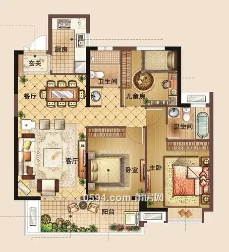 约108㎡三房户型图