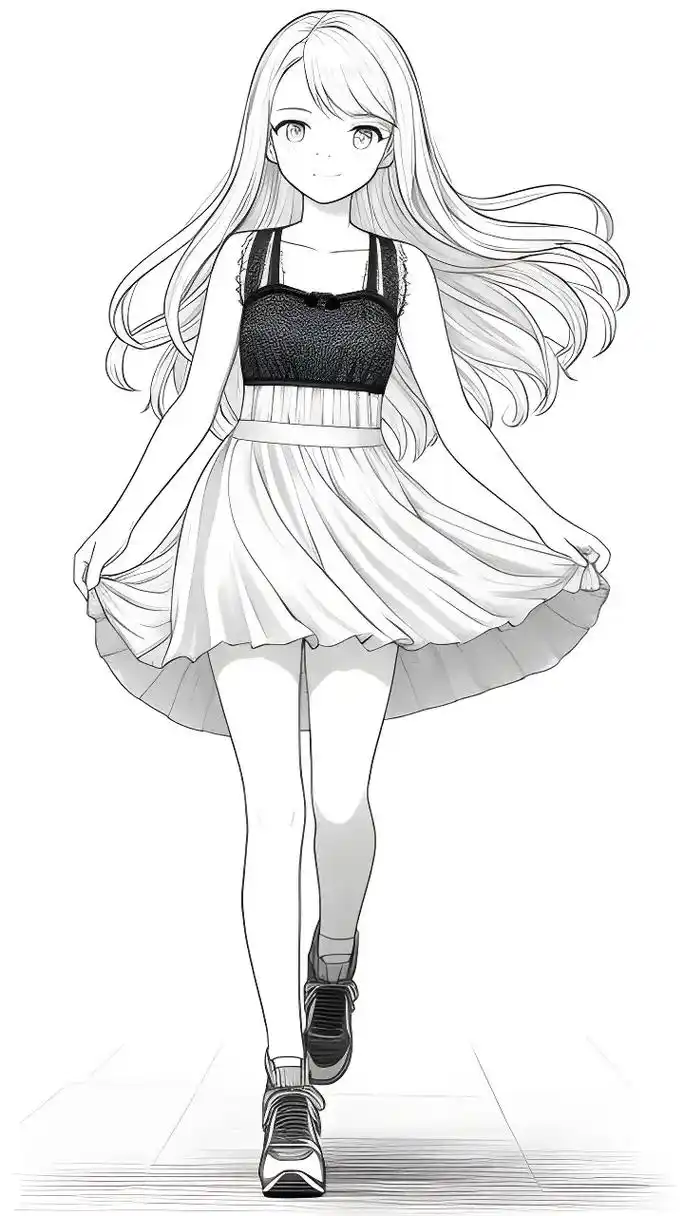 美少女线稿#涂色  - 抖音