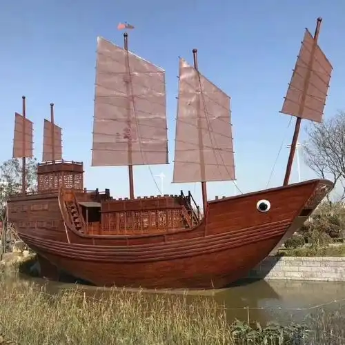 殿宝木船定制帆布景观帆船室内室外木质装饰海盗船