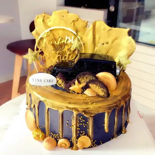 男士黑金汽车奔弛男友老公男生创意生日蛋糕动物新鲜生日蛋糕