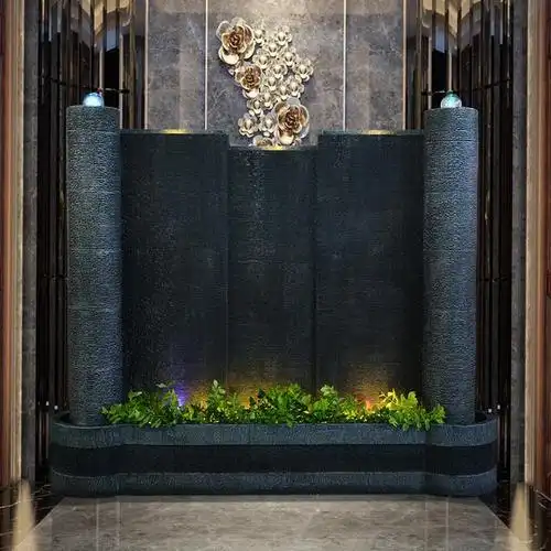 大型水幕墙鱼缸流水墙屏风喷泉流水水景摆设公司会所大堂