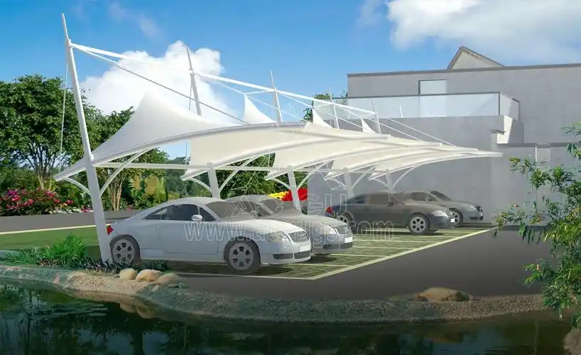 膜结构汽车停车棚全套效果图片大全