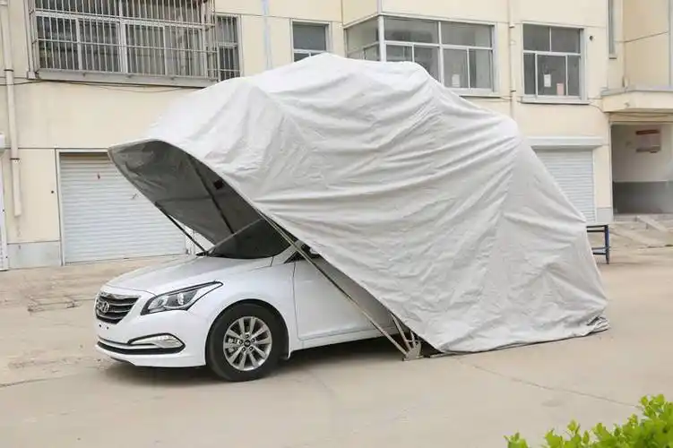 半自动车棚停车棚家用汽车遮阳棚伸缩移动折叠车库简易防雨轿车篷 浅