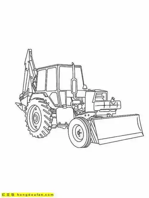 10张农场中重型机器拖拉机卡通涂色简笔画