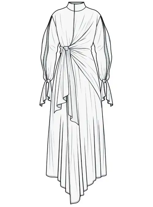 服装款式图上百款连衣裙平面款式图线稿专题