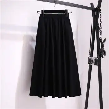 棉麻半身裙中裙女士夏季大摆裙中长款半截裙森系伞裙文艺带口袋半裙女