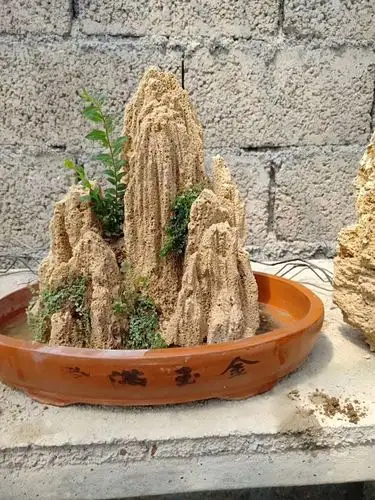 盆景摆件 天然 石头_天然小吸水石原石盆景假山石摆件配件花盆奇石微