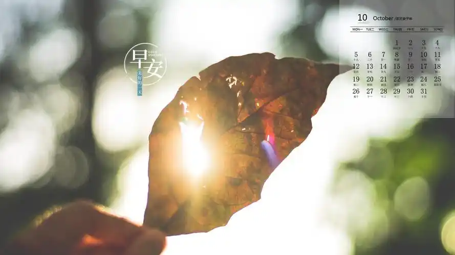 2020年10月唯美文字图片日历壁纸