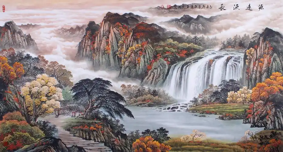 【已售】招财聚宝盆 欧阳六尺山水画作品《源远流长》