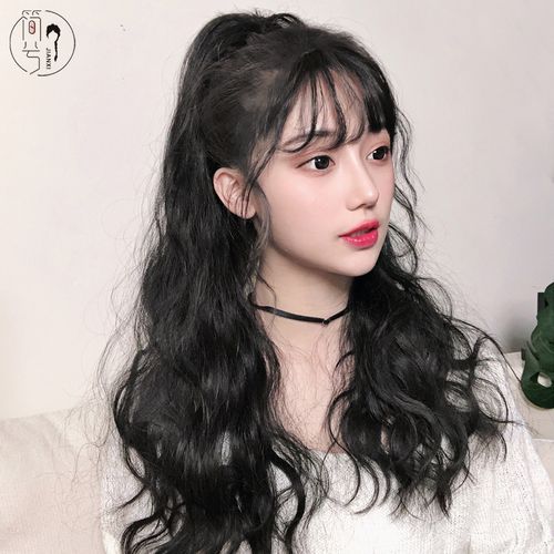 假发女长发网红抓夹式高马尾卷发辫子欧美自然蓬松仿真玉米烫发尾
