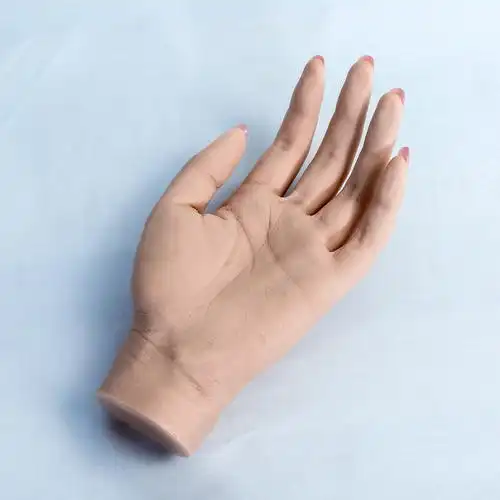 亚马逊热卖仿真手美甲手模道具带关节硅胶假手模型女跨境一件代发