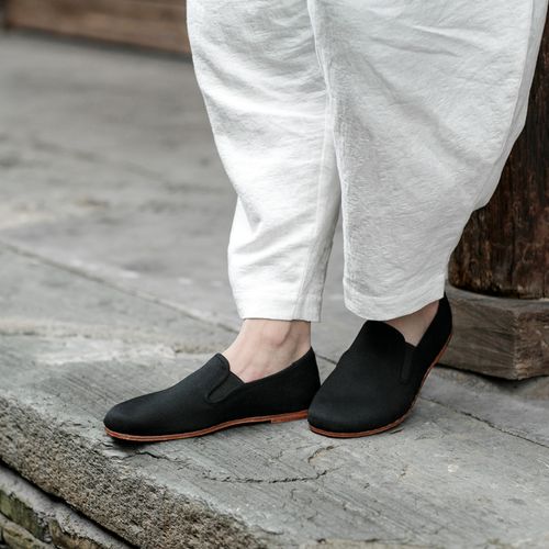 布鞋美华男士手工牛皮礼服老北京方口中老年男单布鞋