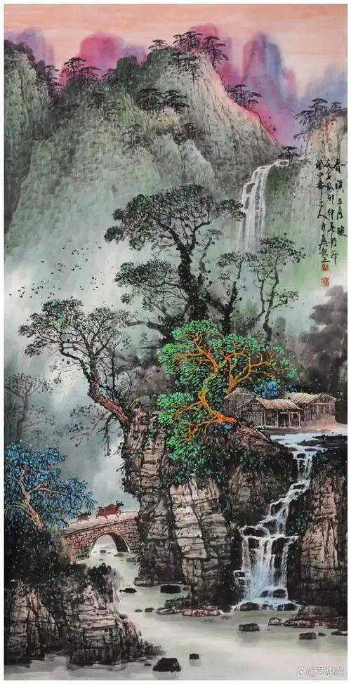著名画家张月岗山水画精品推荐