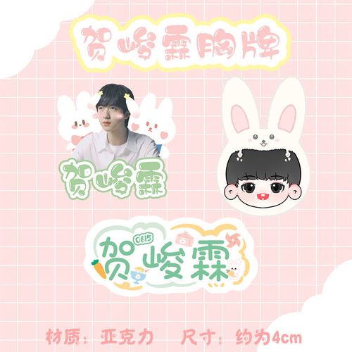 贺峻霖胸牌胸针 明星周边姓名牌铭牌胸章 q版人物装饰挂件饰品