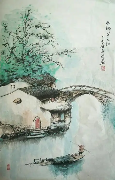 江南水乡水墨画 江南水乡水墨画高清图