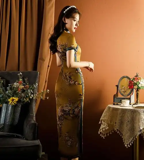 高端奢华大气优雅上档次新款正品长款走秀旗袍旗袍