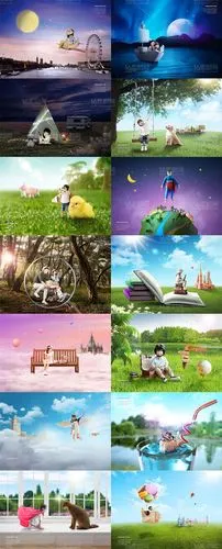 14个有趣的儿童摄影psd分层素材