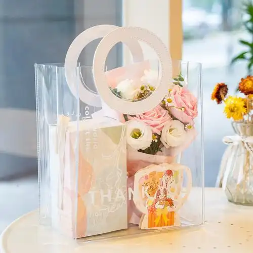 教师节礼物女老师pvc手提袋子 母亲节烘焙马卡龙花束情人节包装袋