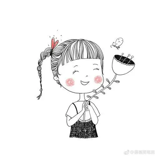 手绘插画森系唯美小清新文艺少女