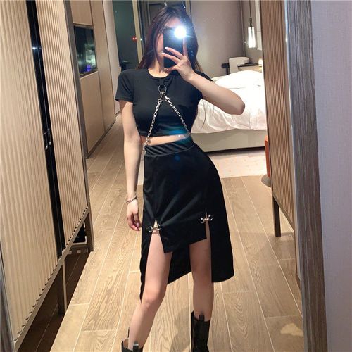 酷飒风裙子甜酷风格酷帅套装夏季女装时尚搭配女神范上衣短款炸街