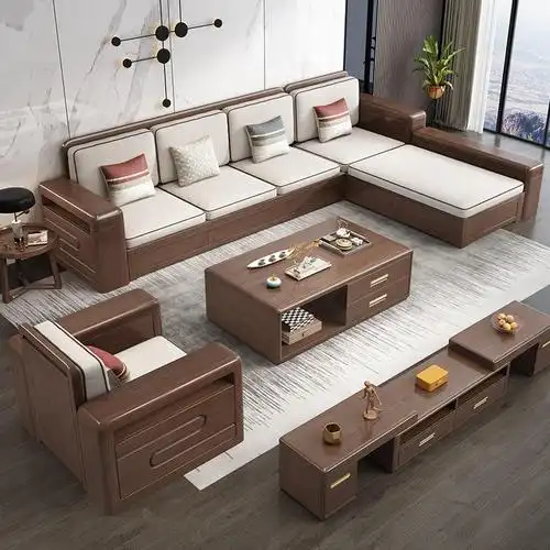 实木沙发组合现代简约客厅家具小户型冬夏两用储物沙发dk-6121