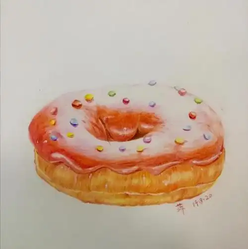 心情不好的时候,来点甜甜圈吧!(彩铅画)