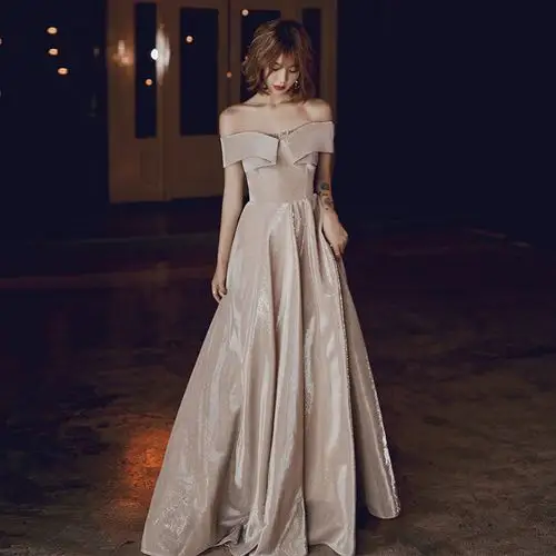 高级质感晚礼服2021新款宴会高贵气质香槟色长款礼服