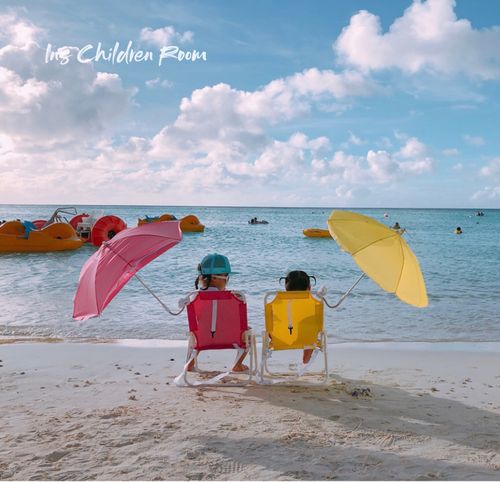 一折沙滩椅 儿童_ins风出口韩国儿童沙滩椅带遮阳伞便携折叠椅宝宝椅