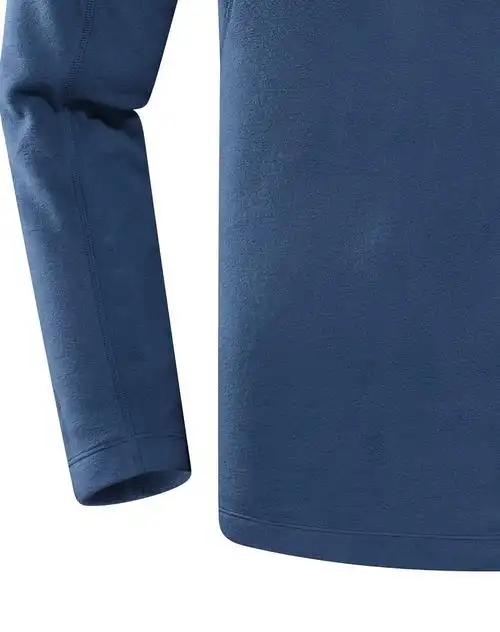 男款黛蓝色贴身套头抓绒衣