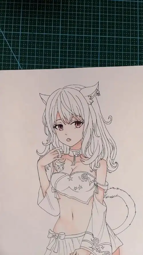 马克笔肤色眼睛上色-这是可爱还是性感的猫女呢04