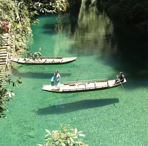 谁能解释清楚缘由? 山清翠欲滴,水清澈见底! 水温寒凉