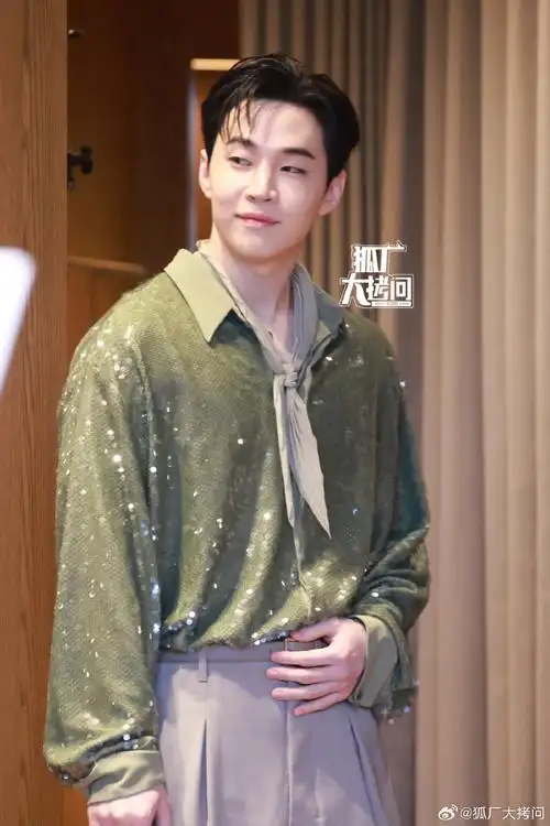 刘宪华绿色亮片衬衫