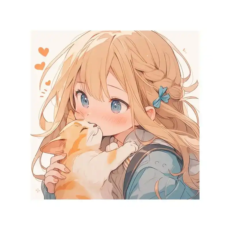 抱猫少女系列头像第一期 风格偏q.#女生头像 #二次元少女  - 抖音