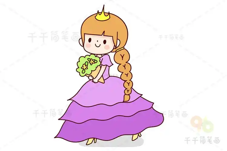 美丽的长发公主简笔画