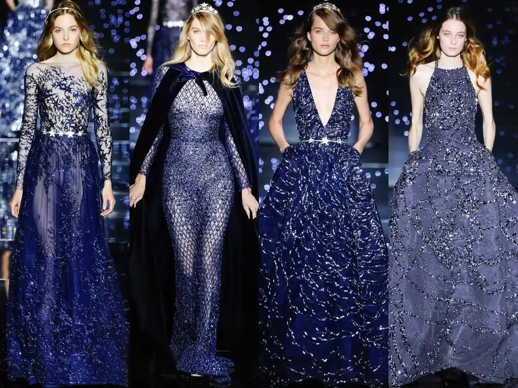 美得令人屏息的祖海·慕拉蓝色系高定礼服:把璀璨星河穿在身上