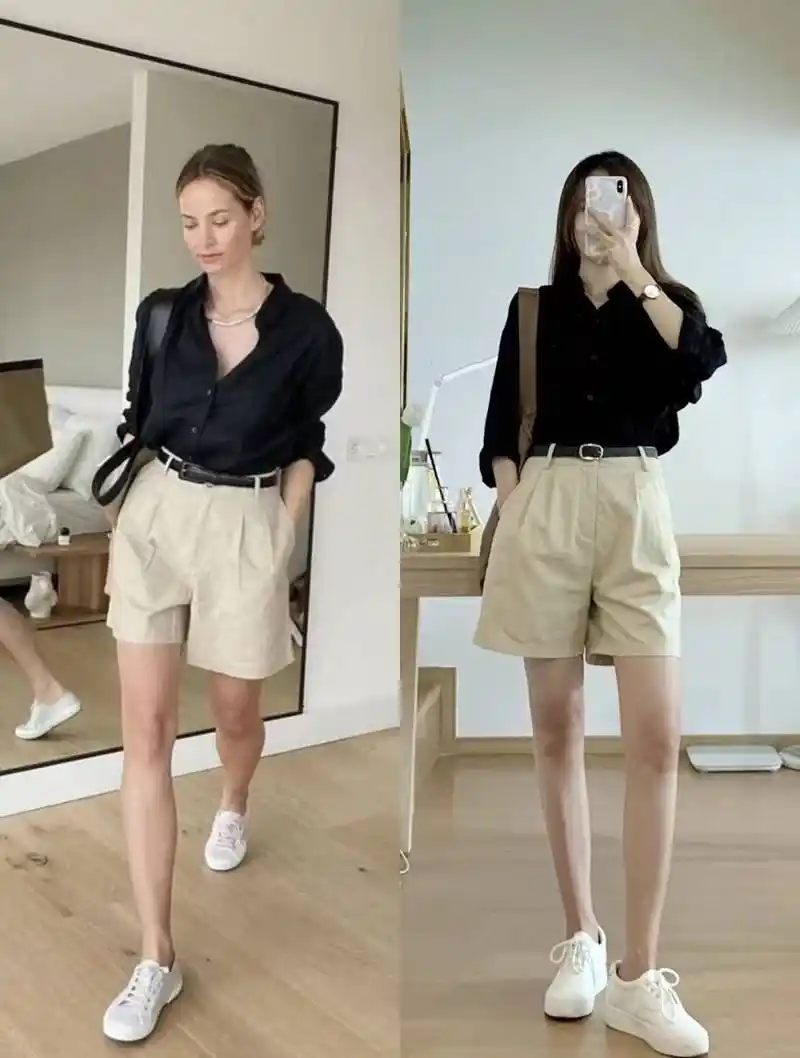 卡其色短裤搭配什么颜色上衣好看