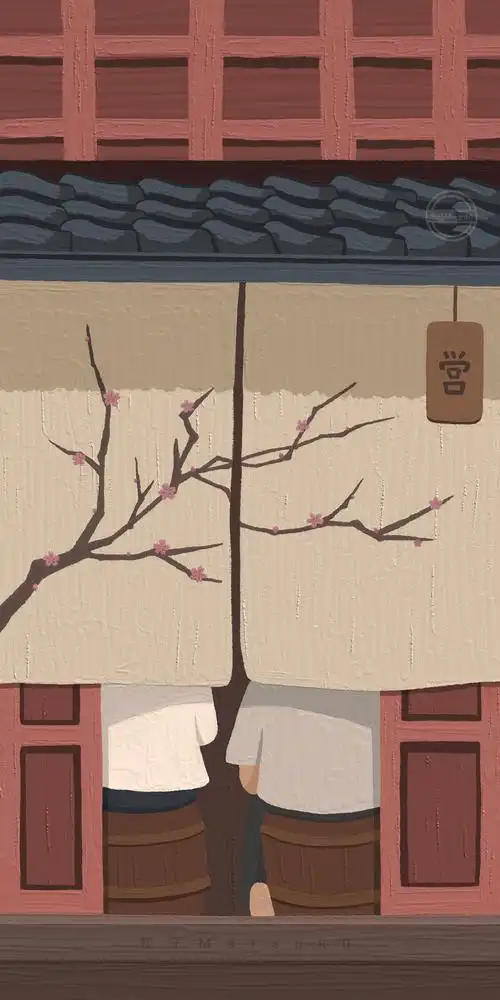 日系风油画风格手机壁纸