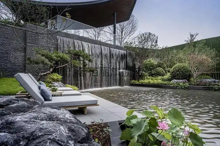 流水墙瀑布出水槽 水幕墙流水景观庭院水景墙鱼池造景水墙屏风溢水口