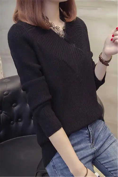 黑色针织衫打底