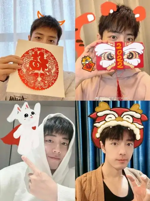 肖战龙头帽#每年都有生肖专属手绘,同样角度的自拍,他做事情都有够