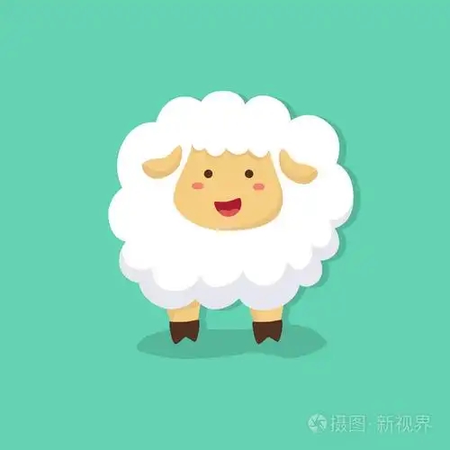 可爱的绵羊在托斯卡绿色背景