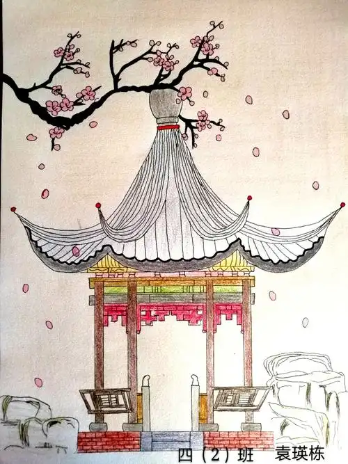 "停课不停学"美术七彩课堂六——线描古建筑