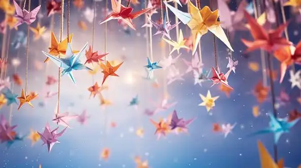 粉色天空千纸鹤梦幻插画