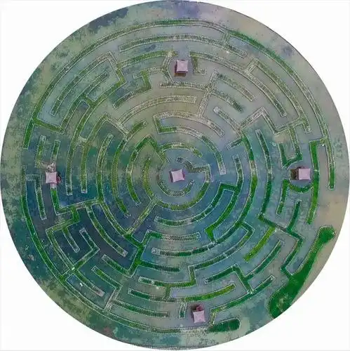 小编的最爱便是巨型八卦莲池迷宫景区里"九峰莲池"的山和水上八卦图与