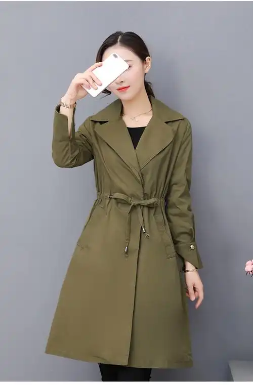 新款风衣女韩版休闲时尚修身显瘦百搭外套气质中长款外衣8010