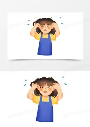 手绘卡通女生抓狂挠头免抠素材