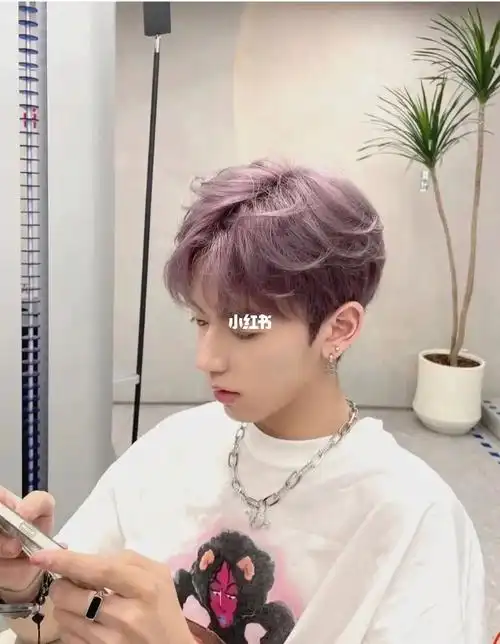 超帅的男生发的紫灰色