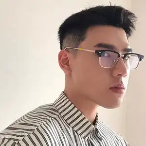 韩国时尚潮牌商务男士半框防蓝光近视有度数黑框平光眼镜框架女潮