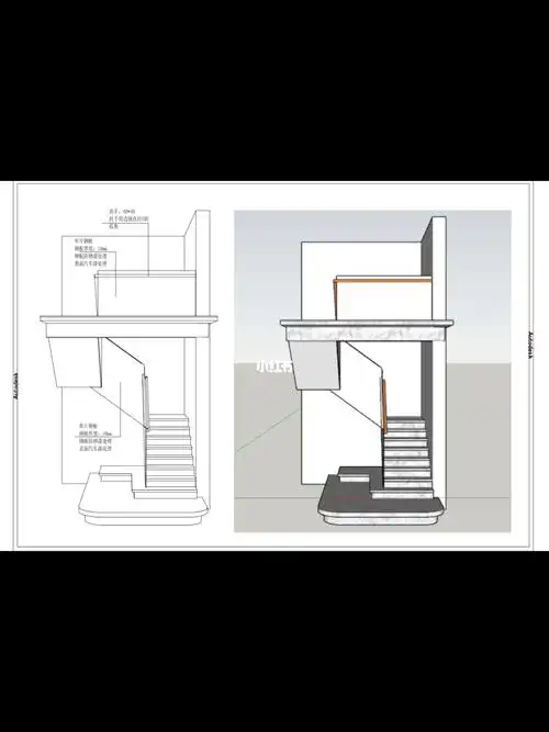 楼梯钢板扶手施工图纸