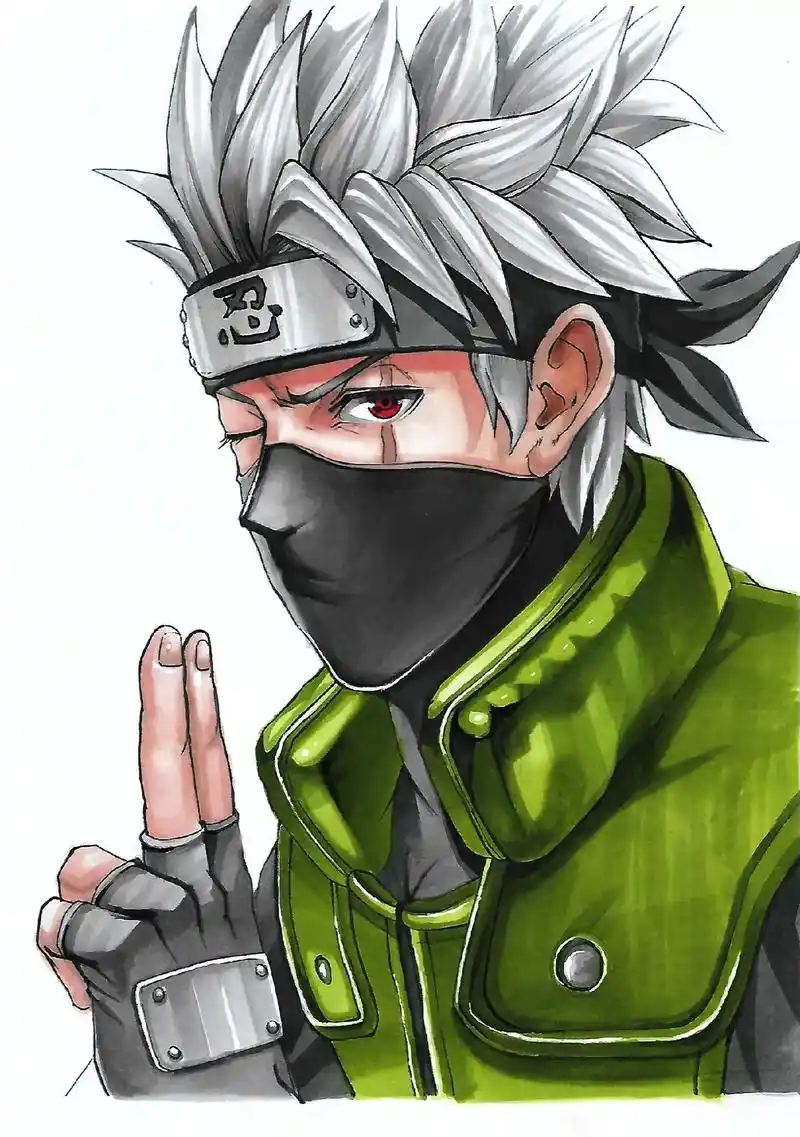 马克笔手绘动漫人物——旗木卡卡西.马克笔手绘动漫图, 火影忍 - 抖音